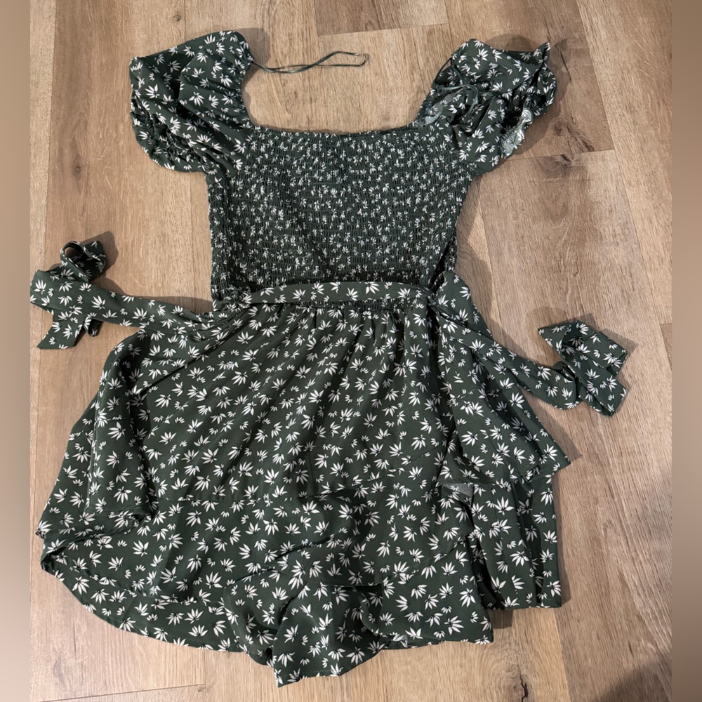 Miami Green and White Smocked Top